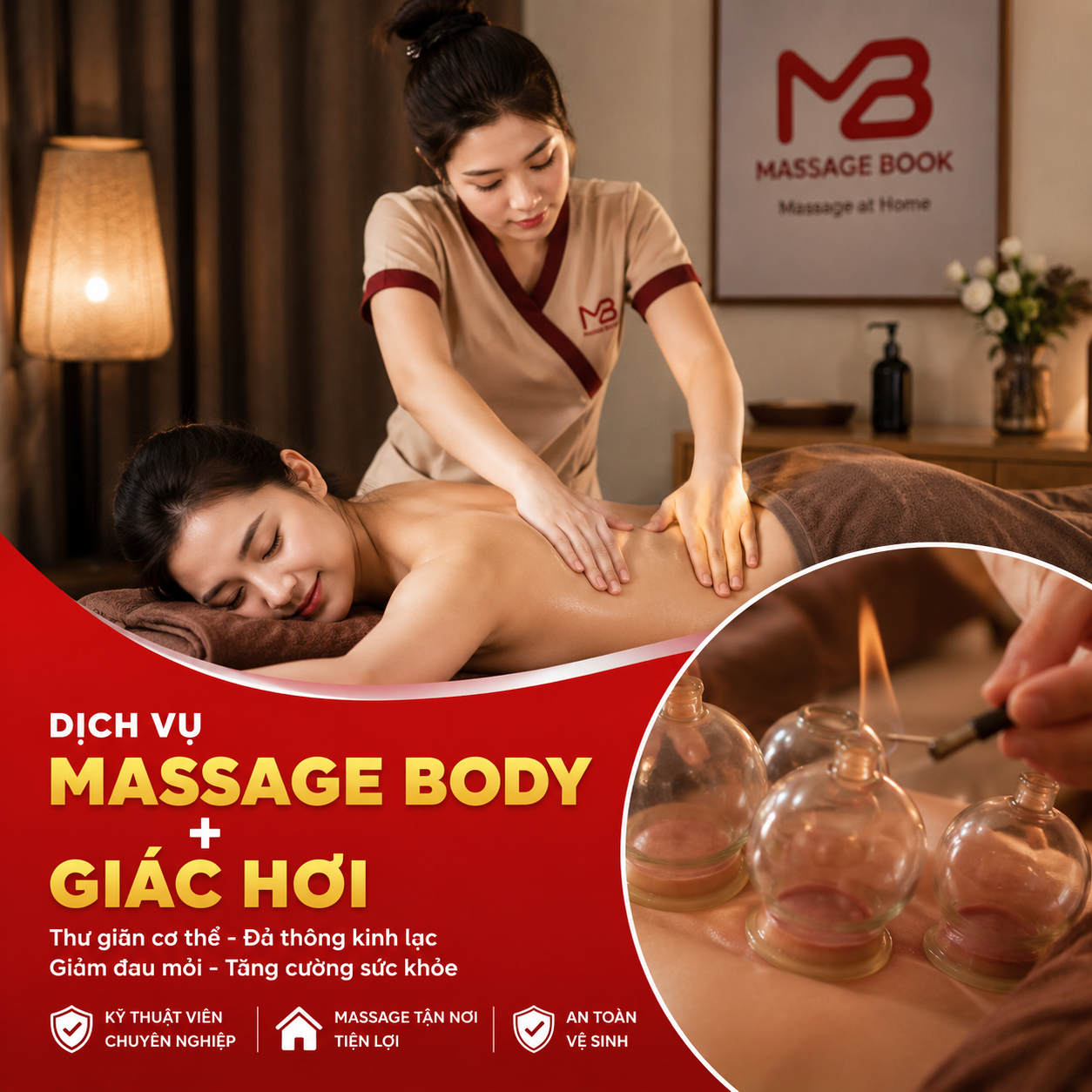 Dịch vụ massage body tại nhà kết hợp giác hơi giải độc