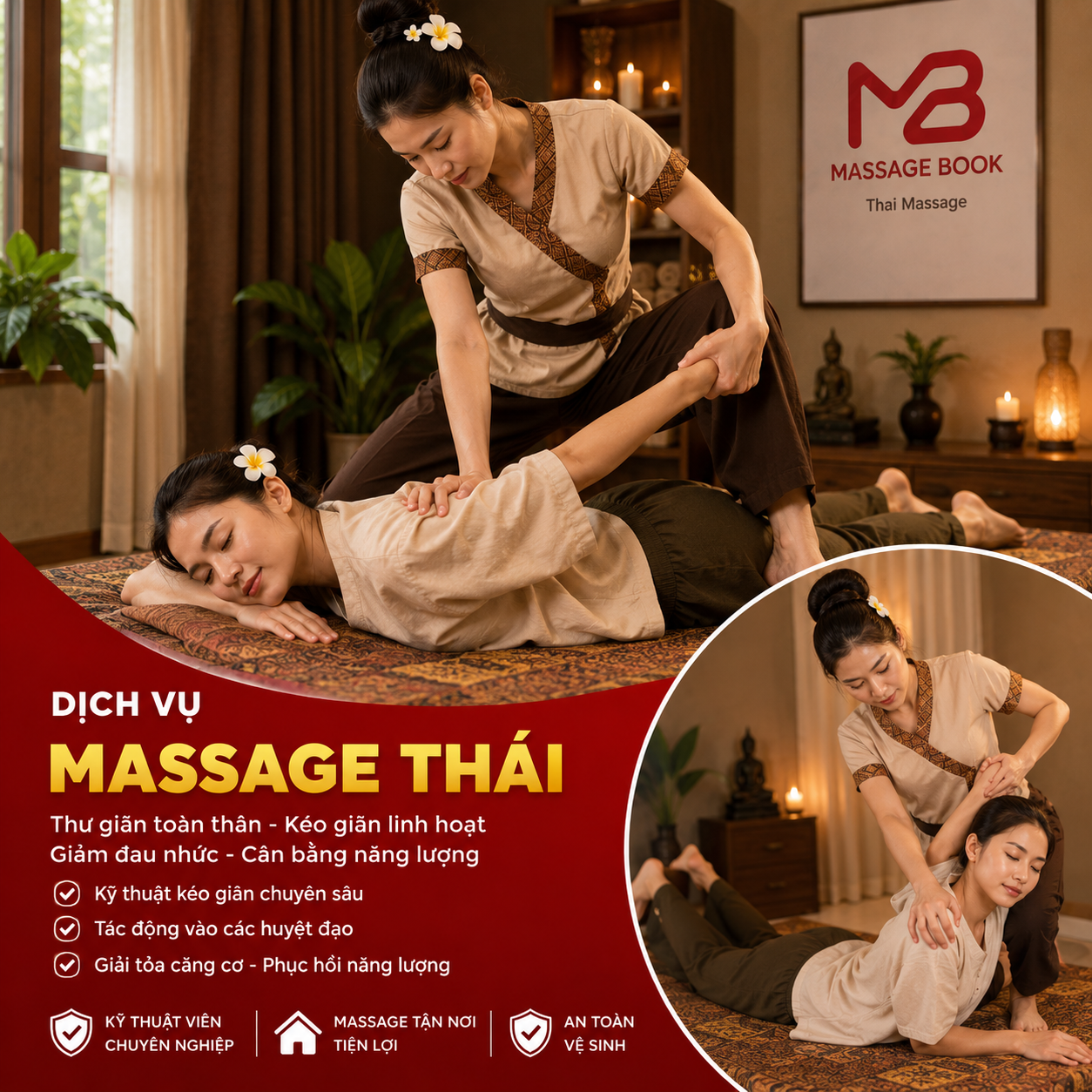 Dịch vụ massage Thái cổ truyền kéo giãn cơ xương khớp tận nhà